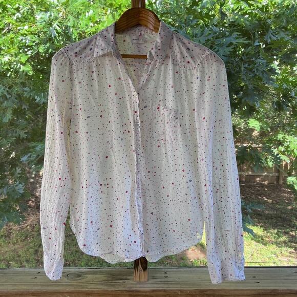 Anthropologie Meadow Rue White And Red Confetti Button Down Shirt Size 6 - Picture 1 of 11